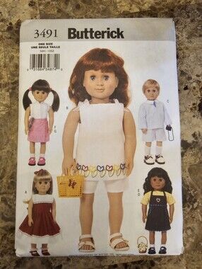 UNCUT Butterick Pattern 3491 Doll Clothes For 18" Dolls New Old Stock